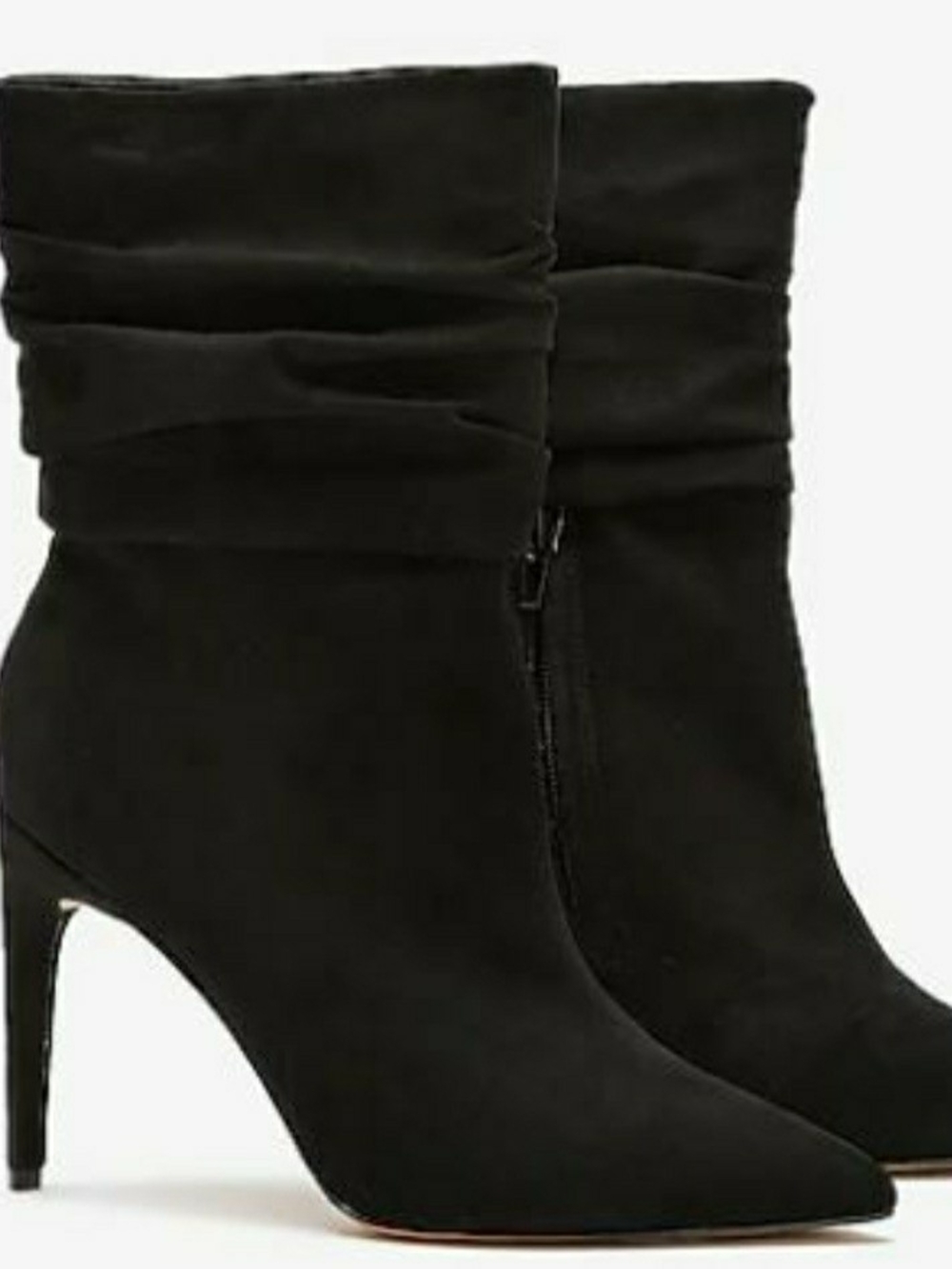 Women's sz 7.5 black slouchy pointed-toe mid-heel boots. New